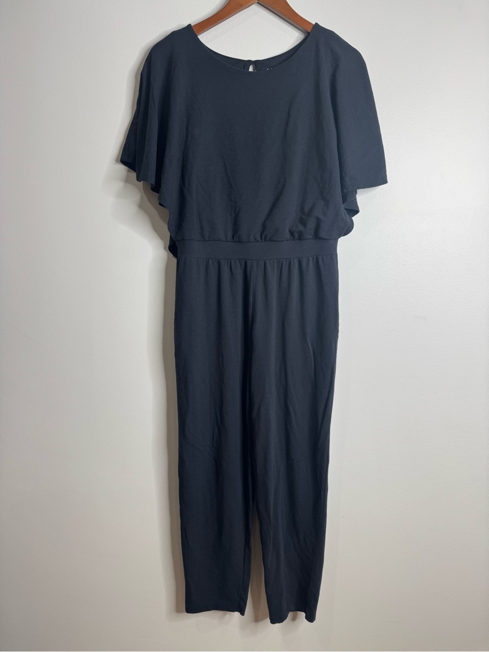 Soft Surroundings Black Pima Cotton Modal Flutter Tapered Jumpsuit Size Small